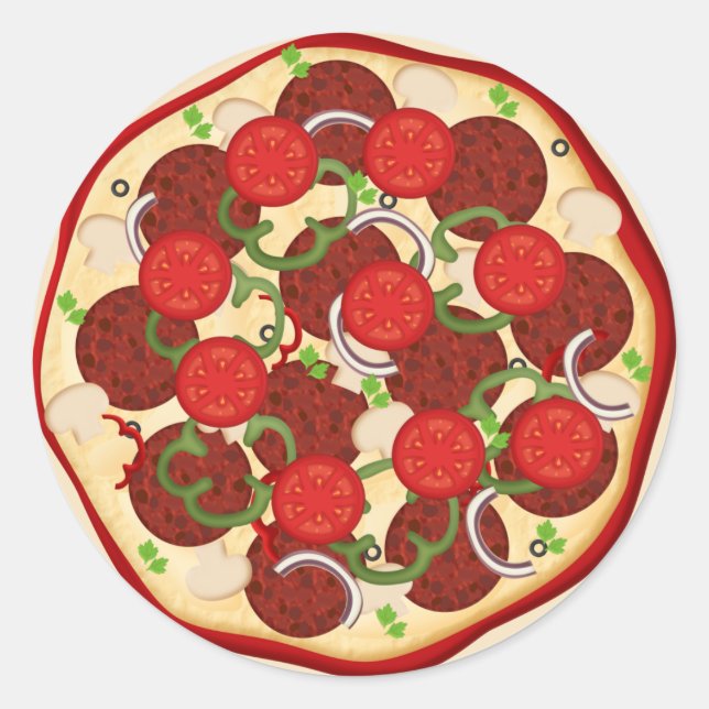Pizza Supreme Classic Round Sticker (Front)
