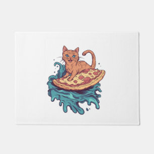 Pizza Surf Cat – Extreme Foodie Cat Adventure Doormat