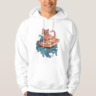 Pizza Surf Cat � Extreme Foodie Cat Adventure Hoodie