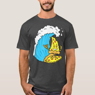 Pizza Surfing Cheese Slice Surfer Wave Riding Funn T-Shirt