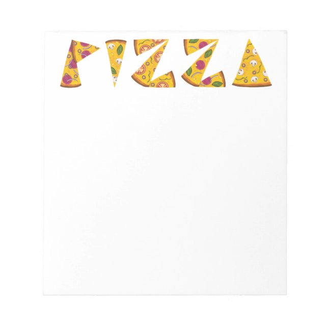 Pizza Text made out of Slices Notepad (Front)