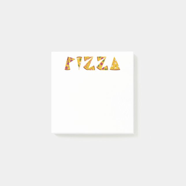 Pizza Text made out of Slices Post-it Notes (Front)