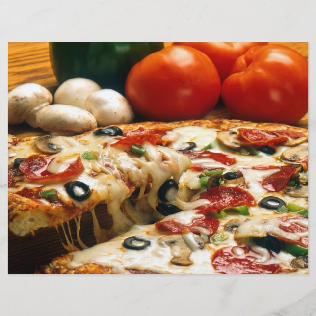 Pizza Tomatoes Mushrooms Olives Cheese Flyer (Front)