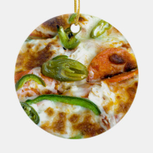 Pizza Topping Close Up Ceramic Ornament