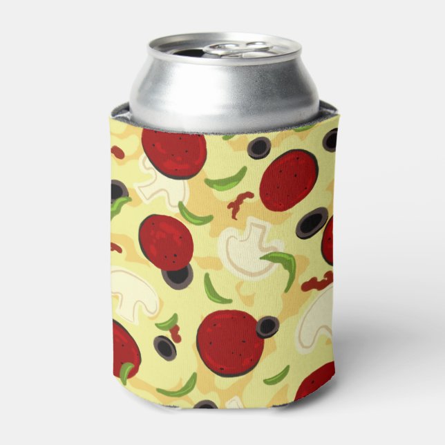Pizza Toppings Pattern Can Cooler (Can Front)