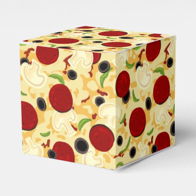Pizza Toppings Pattern Favour Box (Front Side)