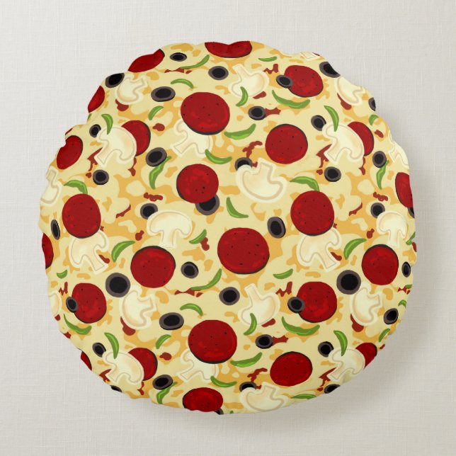 Pizza Toppings Pattern Round Cushion (Front)