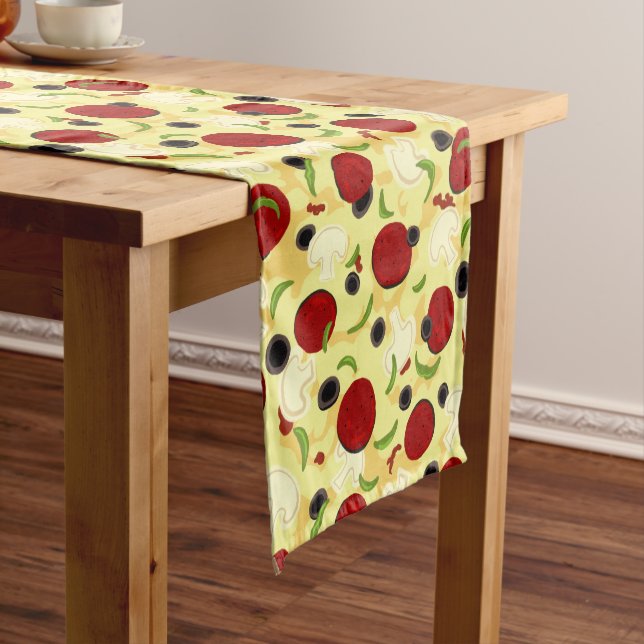 Pizza Toppings Pattern Short Table Runner (In Situ)