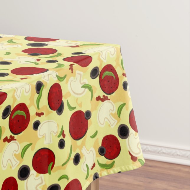 Pizza Toppings Pattern Tablecloth (In Situ)