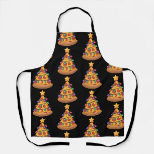 Pizza Tree Christmas Lights Pizza Lover Family Apron