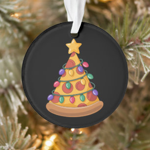 Pizza Tree Christmas Lights Pizza Lover Family  Ornament
