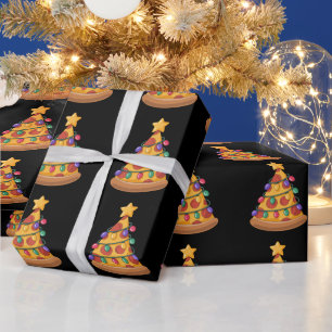 Pizza Tree Christmas Lights Pizza Lover Family Wrapping Paper