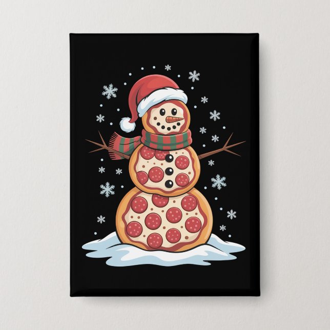 Pizza Tree Snowman Santa Hat Christmas Party Funny (Front)