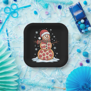 Pizza Tree Snowman Santa Hat Christmas Party Funny Paper Plate