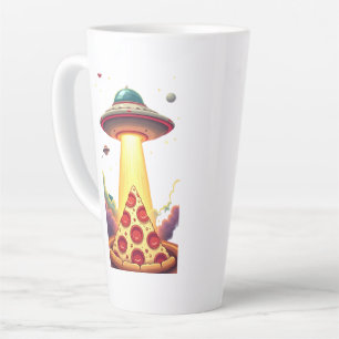 Pizza UFO Abduction Latte Mug