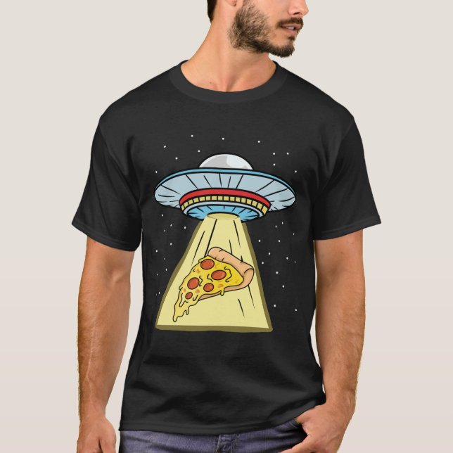 Pizza Ufo Abduction Pizza Lover T-Shirt (Front)