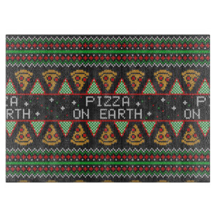 Pizza Ugly Christmas Sweater Cutting Board