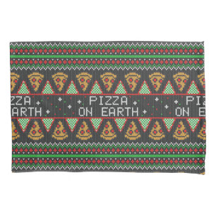 Pizza Ugly Christmas Sweater Pillowcase