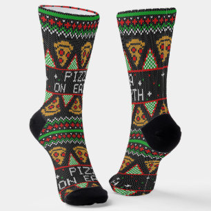 Pizza Ugly Christmas Sweater Socks