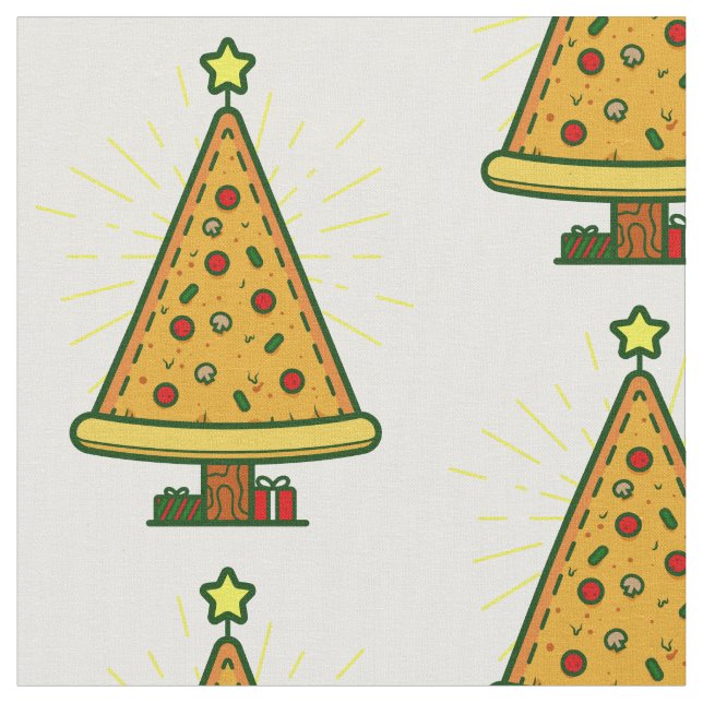 pizza ugly christmas tree fabric (Close Up)