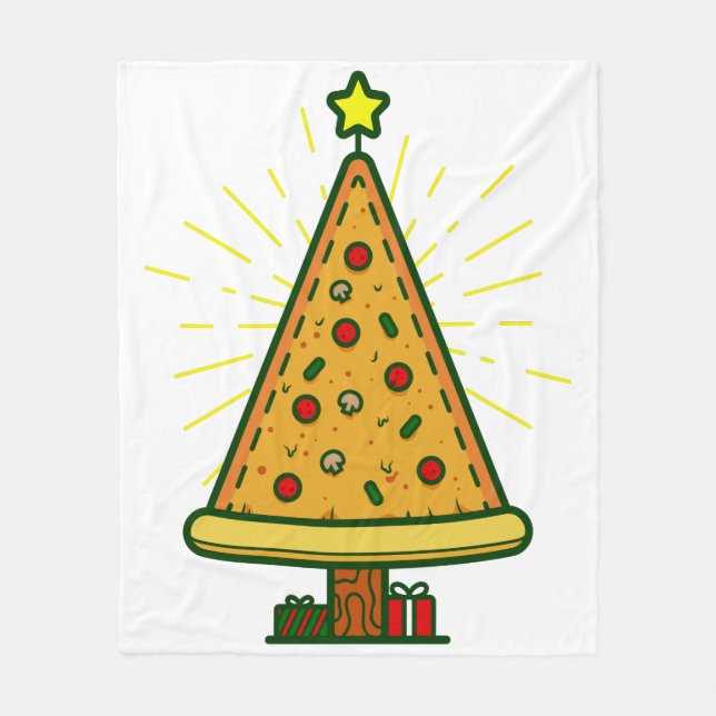 pizza ugly christmas tree fleece blanket (Front)