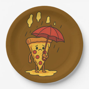 Pizza Under the Cheese Rain Paper Plate