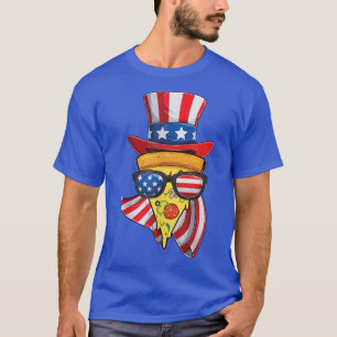 Pizza Us Flag Hat 4th Of July Sunglasses Kids Food T-Shirt