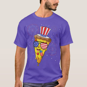 Pizza Us Flag Hat Firecracker 4th Of July Food Pat T-Shirt