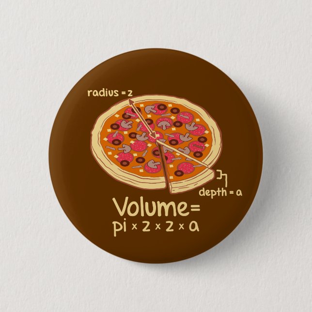 Pizza Volume Mathematical Formula = Pi*z*z*a 6 Cm Round Badge (Front)