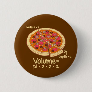 Pizza Volume Mathematical Formula = Pi*z*z*a 6 Cm Round Badge