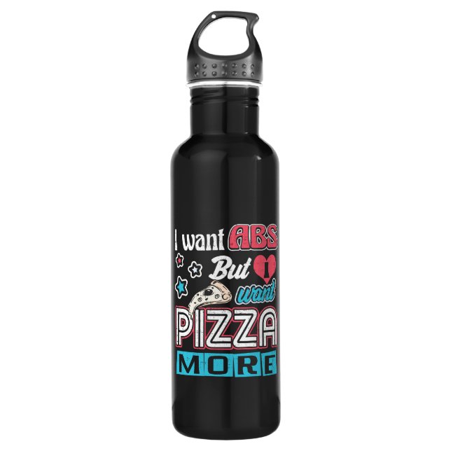 Pizza vs Abs - Bulking Diet - Funny Carbs Novelty 710 Ml Water Bottle (Front)