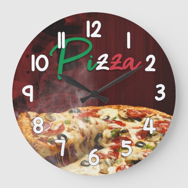 Pizza Wall Clock – Hot Fresh Pizza Kitchen Home De (Front)
