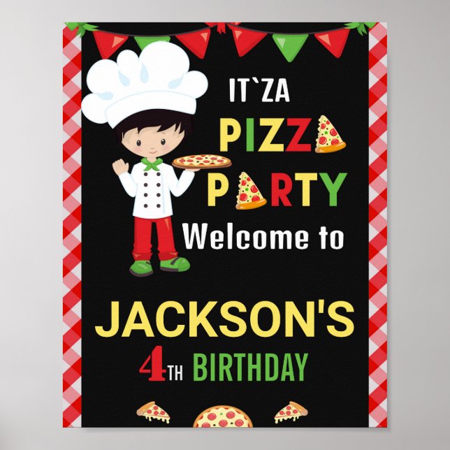 Pizza welcome party sign Pizza making party poster (Front)