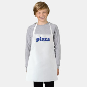 Pizza white blue modern typography solid funny apron