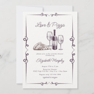 Pizza   Wine Bridal Shower Invitation