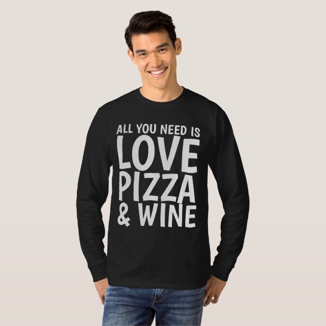 PIZZA WINE LOVE Funny T-shirts (Front Full)