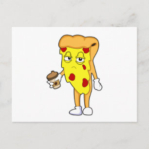 Pizza with Salami Cheese & Coffee Postcard