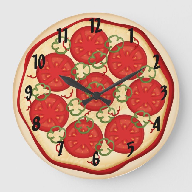 pizza with tomatoes and peppers large clock (Front)