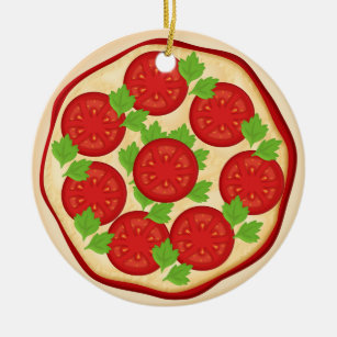 Pizza with tomatoes ceramic ornament