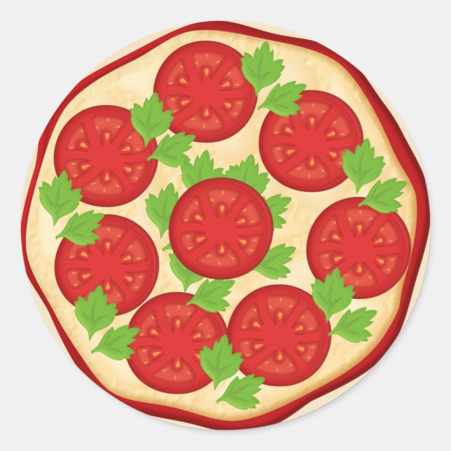 Pizza with tomatoes classic round sticker (Front)