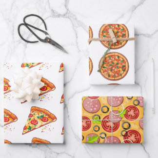 Pizza Wrapping Paper | 3 Sheets | 3 Designs White
