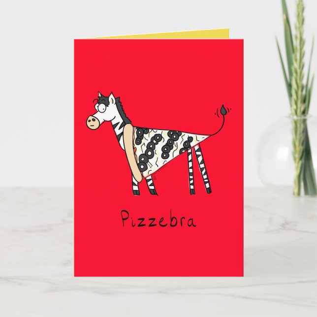 Pizza Zebra Cute Kids Animal Card (Front)