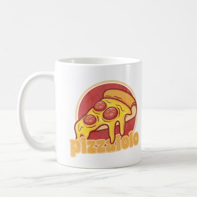 pizzaiolo funny pizza maker gift pie illustration coffee mug (Left)