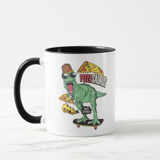 Pizzasaurus Cool Skater T-Rex Pizza Lover Mug (Left)