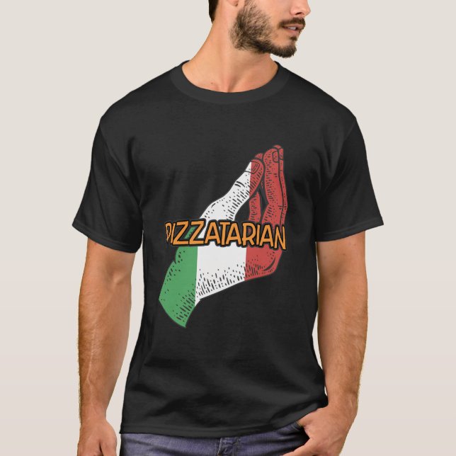 Pizzatarian Funny Italian Humour Italy Vegan Pizza T-Shirt (Front)