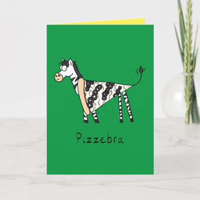 Pizzebra Pizza Zebra Cute Food Greeting Card (Front)