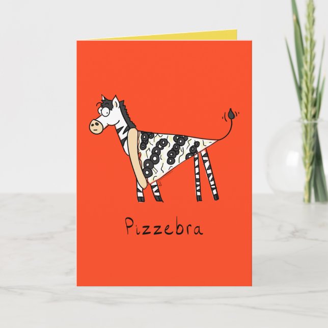 Pizzebra Pizza Zebra Cute Food Greeting Card (Front)