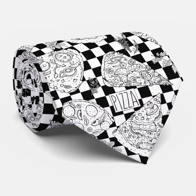 Pizzeria Italian Restaurant Manager Pizza Pattern Tie (Rolled)