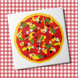 Pizzeria Pepperoni Pizza Colourful Ceramic Tile