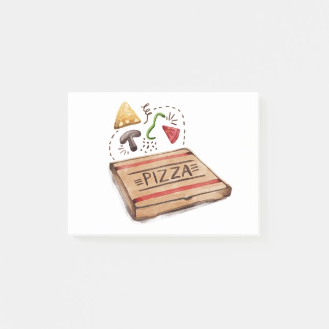 Pizzeria Pizza Box with the Works Toppings Post-it Notes (Front)